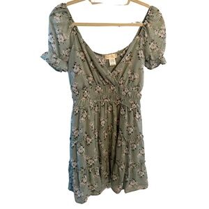 Altar'd State Floral Mini Dress in Sage Green